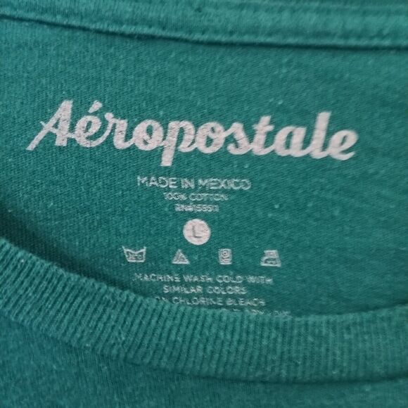 Aeropostale Men's Longsleeve Shirt Sz Large Spellout Green - Picture 3 of 4